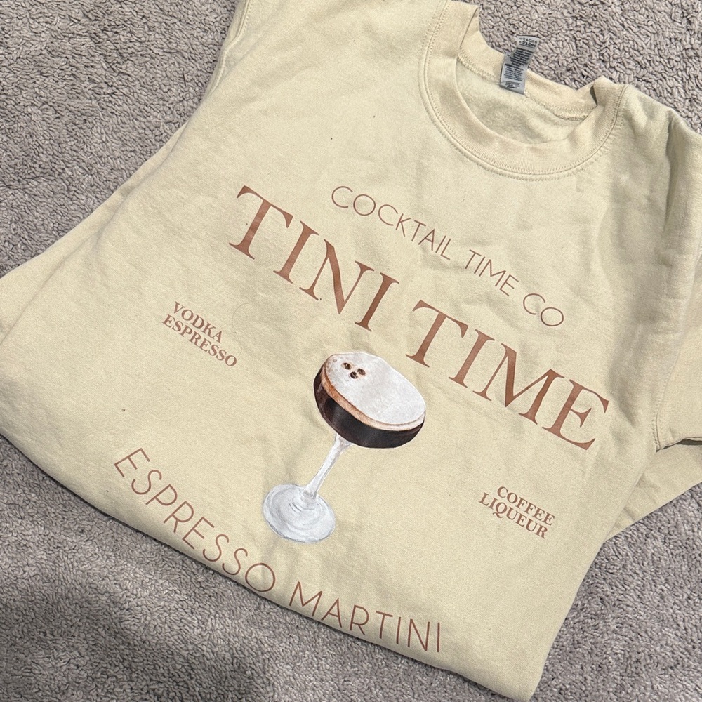 Cream Graphic T-Shirt with Espresso Martini Design